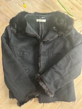 Stunning Prada Angora & Wool Coat with Mink Fur Trim